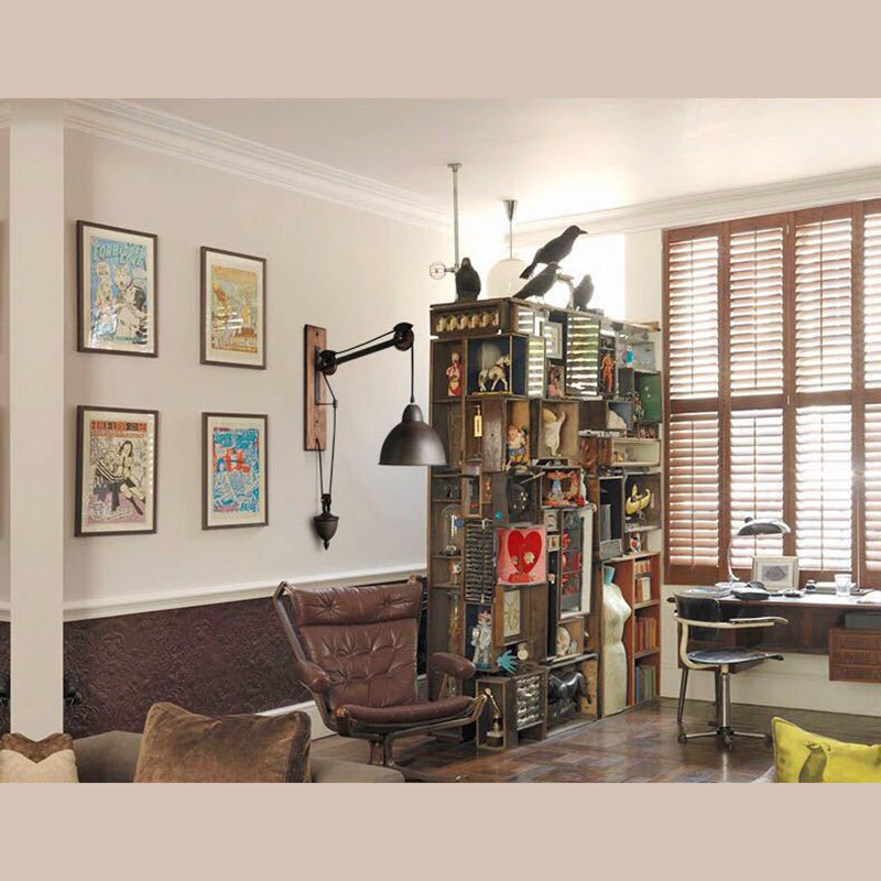 Industrial Style Bowl Shade Lesen Wandlampe 1-Licht Metall Wandleuchte mit Riemenscheibe in Schwarz