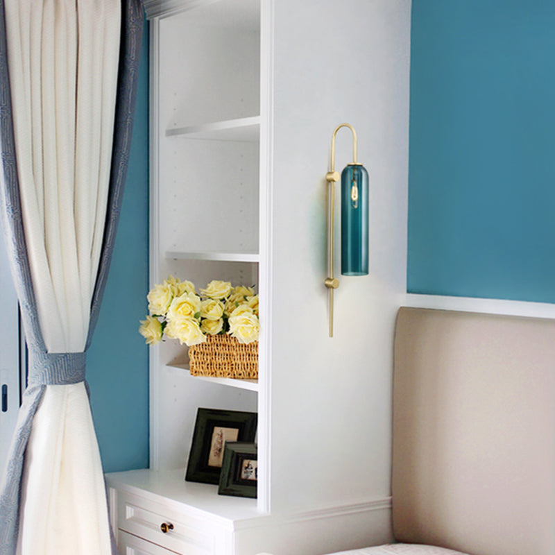 Gooseneck Wall Lighting Fixture Modern Style Glass Wall Light Sconce for Living Room