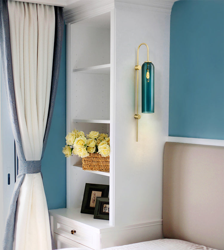 Gooseneck Wall Lighting Fixture Modern Style Glass Wall Light Sconce for Living Room