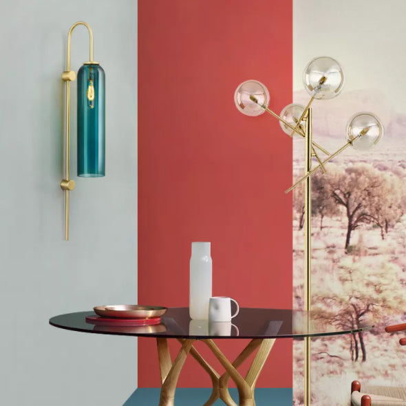Gooseneck Wall Lighting Fixture Modern Style Glass Wall Light Sconce for Living Room