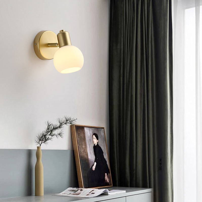 Minimalist Style Wall Mounted Light Fixture White Ball Wall Sconce Light with Glass Shade