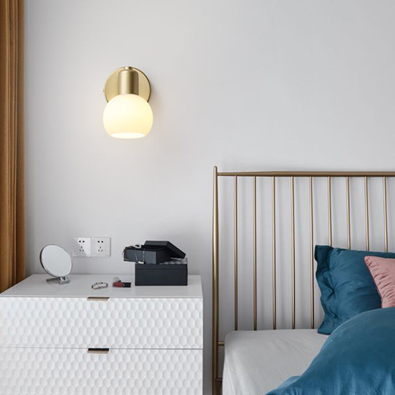 Minimalist Style Wall Mounted Light Fixture White Ball Wall Sconce Light with Glass Shade