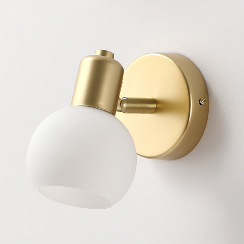 Minimalist Style Wall Mounted Light Fixture White Ball Wall Sconce Light with Glass Shade