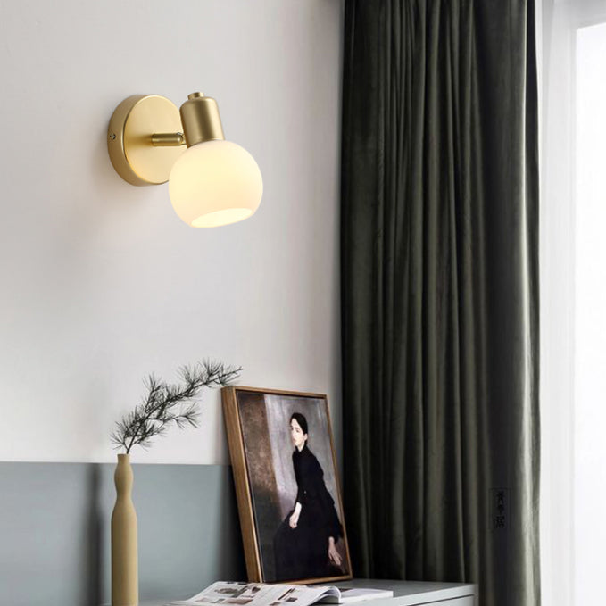 Minimalist Style Wall Mounted Light Fixture White Ball Wall Sconce Light with Glass Shade