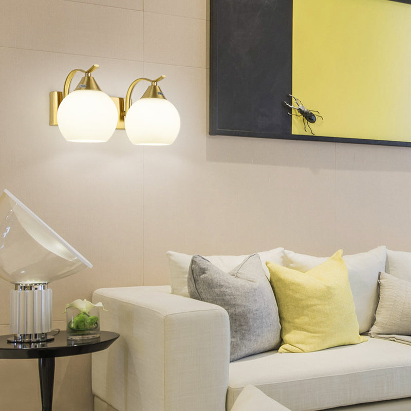 Glass Global Sconce Light Fixture Simplicity Style Gold Wall Lighting Fixture for Living Room