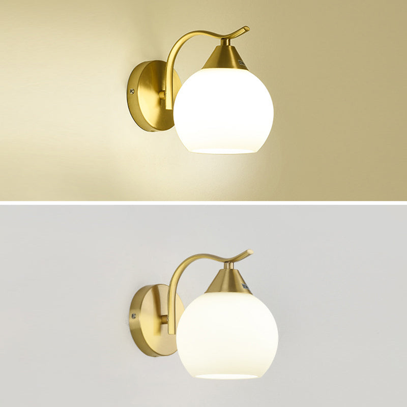 Glass Global Sconce Light Fixture Simplicity Style Gold Wall Lighting Fixture for Living Room