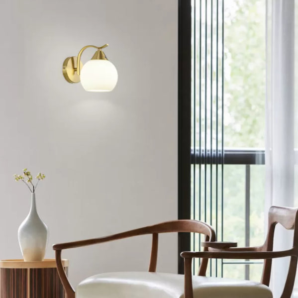 Glass Global Sconce Light Fixture Simplicity Style Gold Wall Lighting Fixture for Living Room