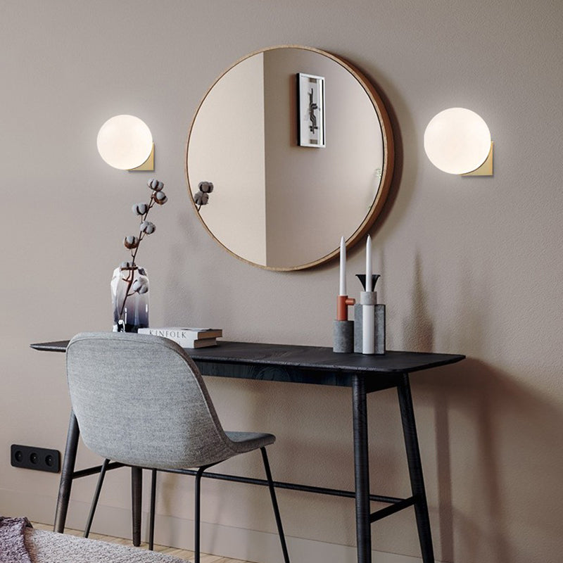 Glass Spherical Wall Lighting Fixture Simplicity Style Sconce Light Fixture in White