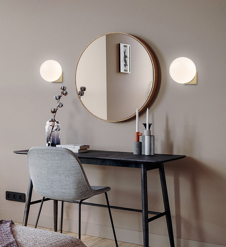 Glass Spherical Wall Lighting Fixture Simplicity Style Sconce Light Fixture in White