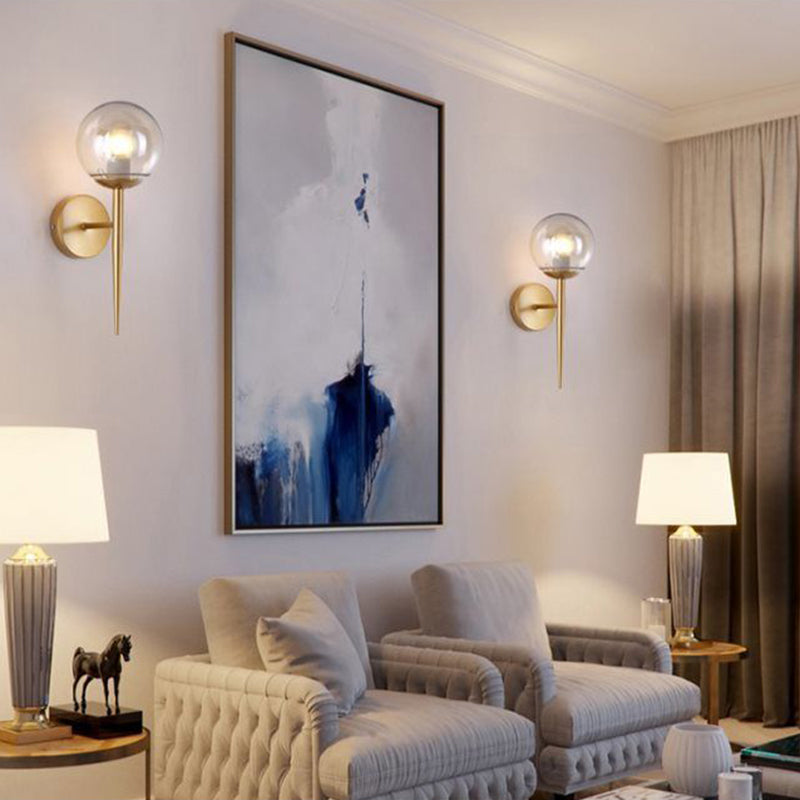 Spherical Bedroom Wall Sconce Lighting Glass Simplicity Style Sconce Light Fixture