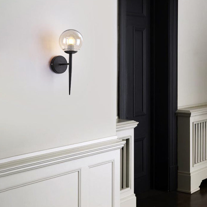 Spherical Bedroom Wall Sconce Lighting Glass Simplicity Style Sconce Light Fixture