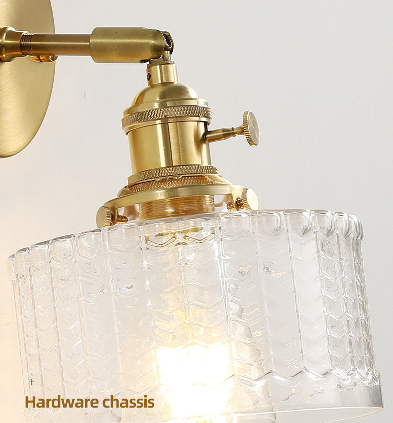 Cylinder Wall Sconce Lighting Simple Style Glass Bedroom Sconce Light Fixture in Gold