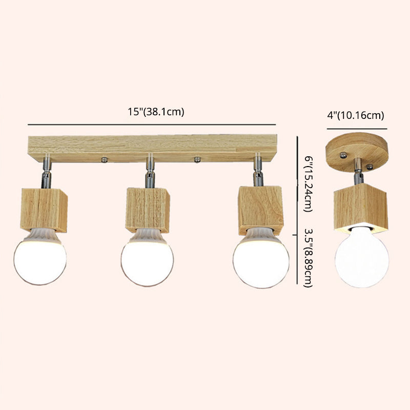 Cube Shaped Wooden Vanity Wall Sconce Nordic Beige Wall Mounted Lamp for Bathroom Hallway