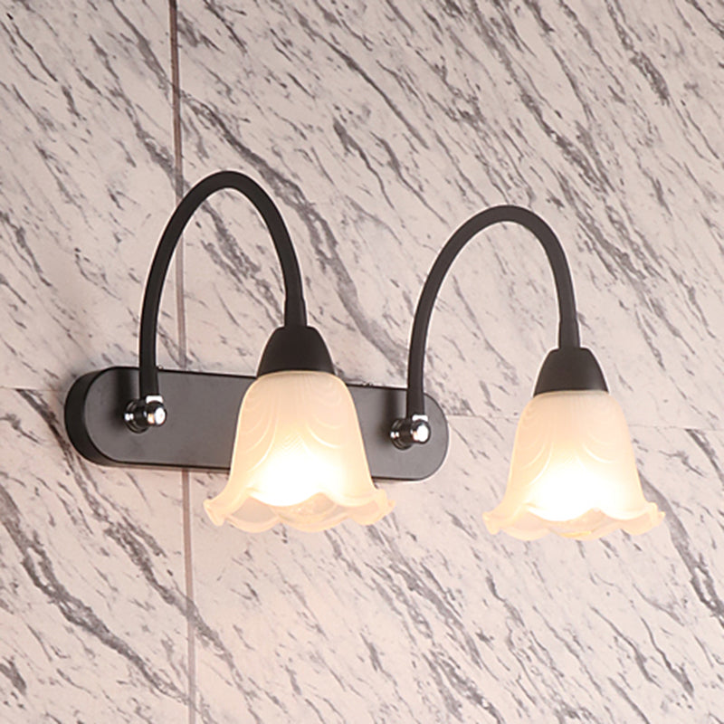 Lampada da parete a collo di cigno flessibile in stile country per bagno