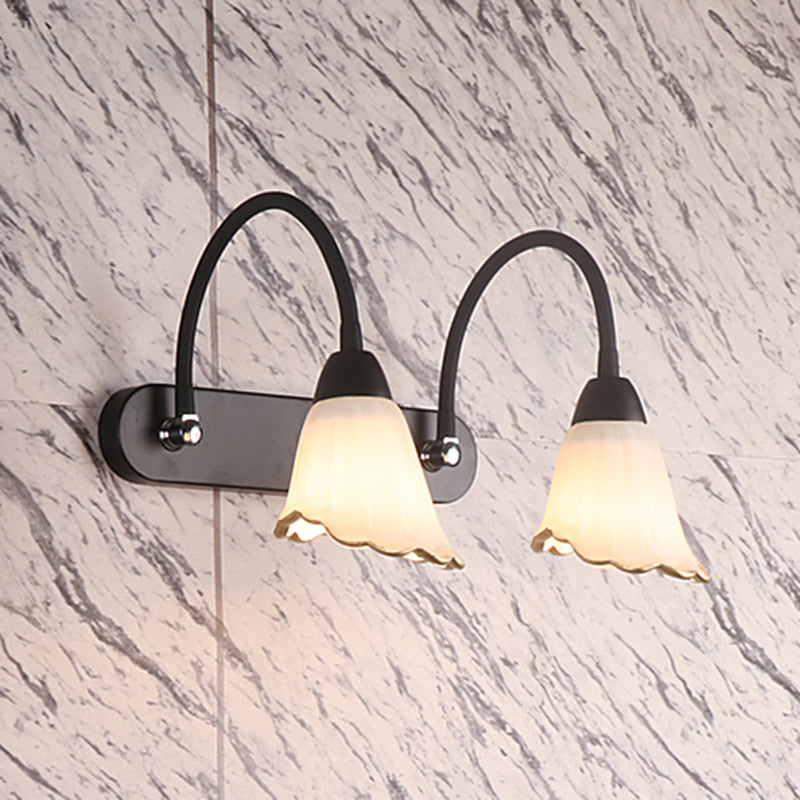 Lampada da parete a collo di cigno flessibile in stile country per bagno