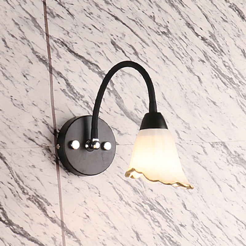 Lampada da parete a collo di cigno flessibile in stile country per bagno