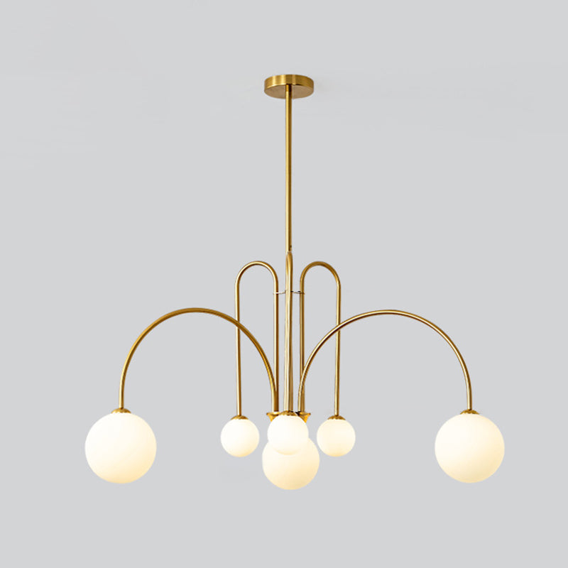 Modern Simplicity Round Ceiling Chandelier Milk Glass Hanging Light for Living Room