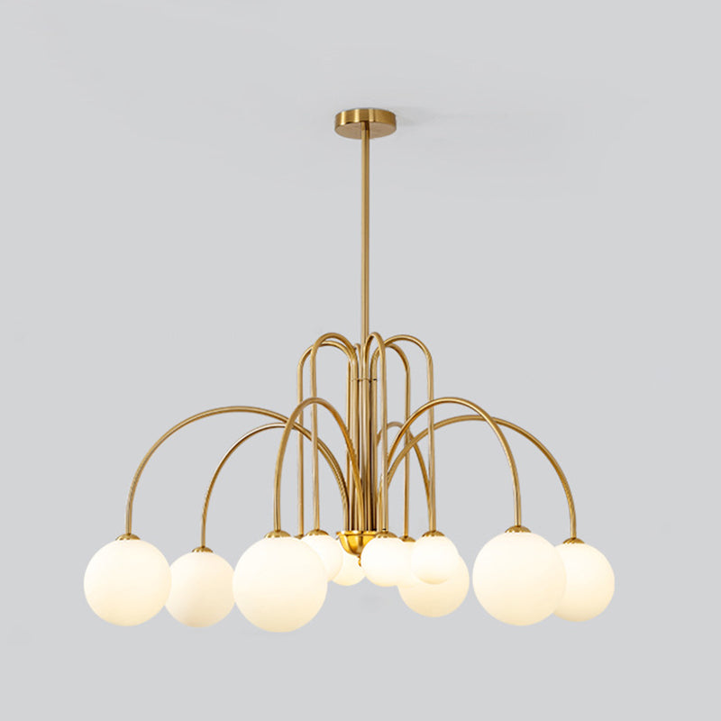 Modern Simplicity Round Ceiling Chandelier Milk Glass Hanging Light for Living Room