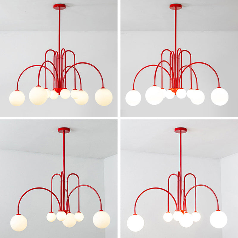 Modern Simplicity Round Ceiling Chandelier Milk Glass Hanging Light for Living Room