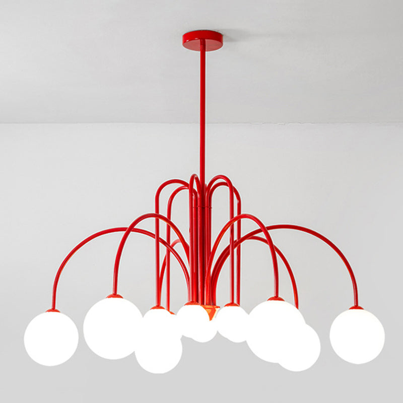 Modern Simplicity Round Ceiling Chandelier Milk Glass Hanging Light for Living Room