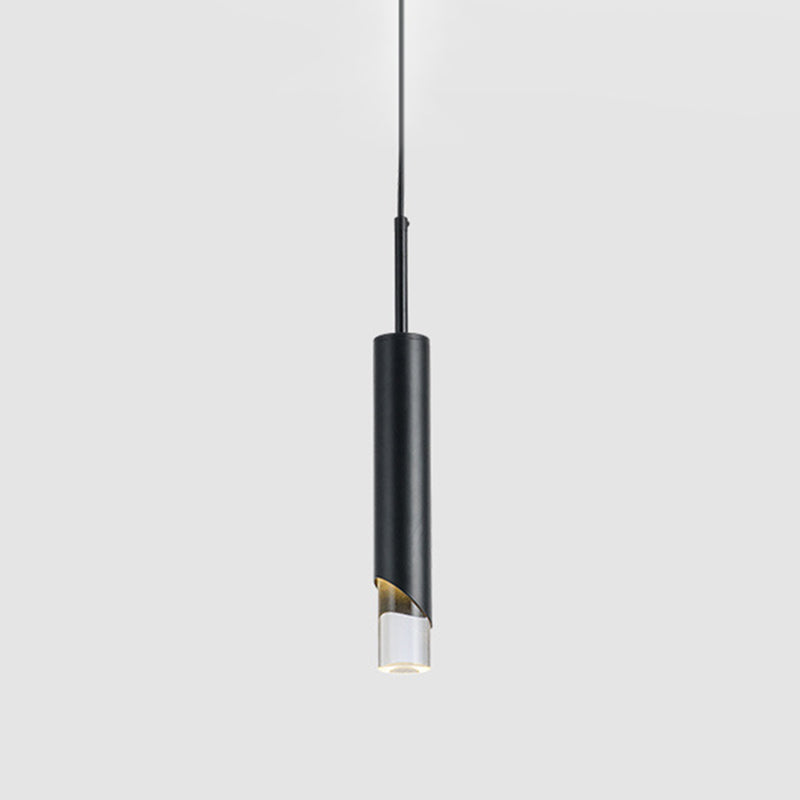 Pendante LED en aluminium dans la lumière suspendue cylindrique en acrylique moderne pour chambre à coucher