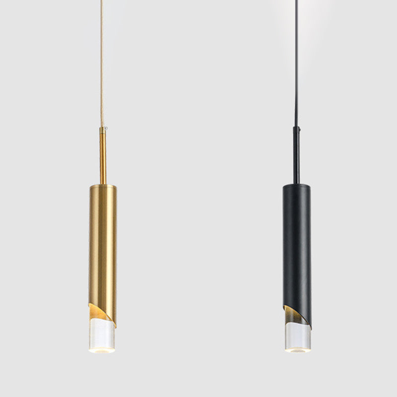 Pendante LED en aluminium dans la lumière suspendue cylindrique en acrylique moderne pour chambre à coucher