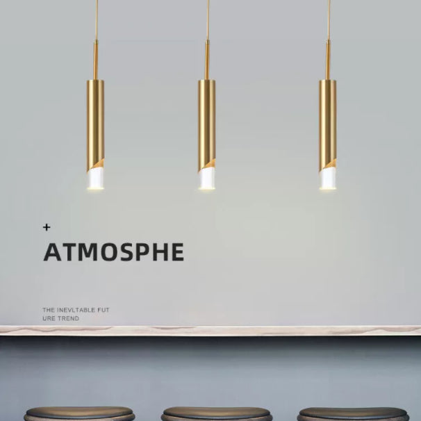 Pendante LED en aluminium dans la lumière suspendue cylindrique en acrylique moderne pour chambre à coucher