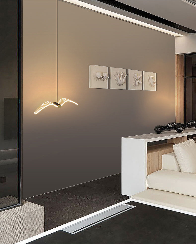Vogelvormige ophanging verlichting minimalistische acryl slaapkamer led hangende lamp in messing