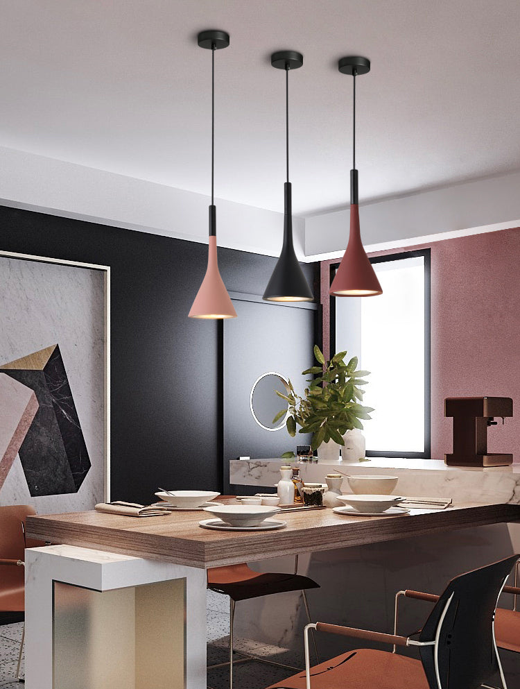 Aluminum Trumpet Shaped Pendant Light Nordic 1 Bulb Suspended Lighting Fixture