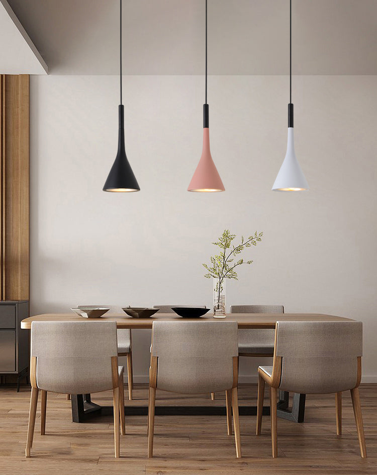 Aluminum Trumpet Shaped Pendant Light Nordic 1 Bulb Suspended Lighting Fixture