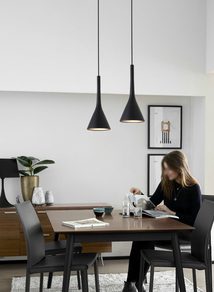 Aluminum Trumpet Shaped Pendant Light Nordic 1 Bulb Suspended Lighting Fixture