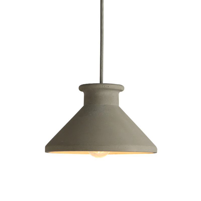 Cement Shaded Suspension Lighting Nordic 1 Head Grey Pendant Light for Dining Room