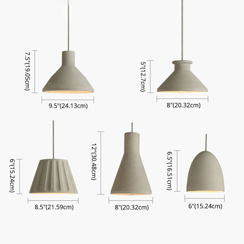 Cement Shaded Suspension Lighting Nordic 1 Head Grey Pendant Light for Dining Room