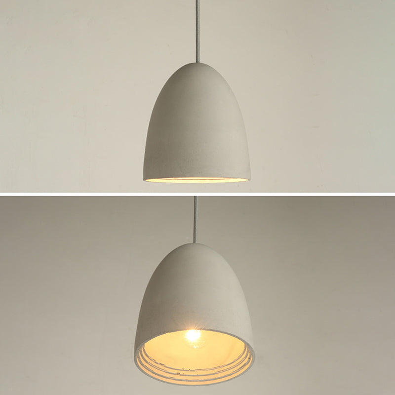 Cement Shaded Suspension Lighting Nordic 1 Head Grey Pendant Light for Dining Room