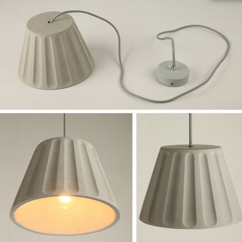 Cement Shaded Suspension Lighting Nordic 1 Head Grey Pendant Light for Dining Room