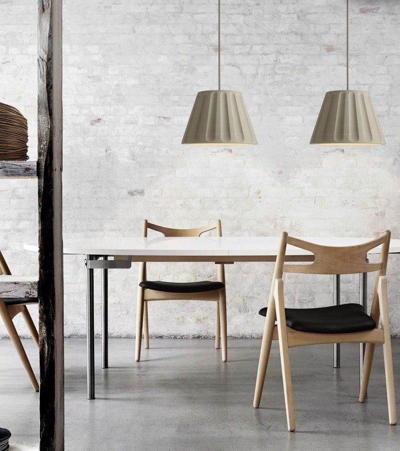 Cement Shaded Suspension Lighting Nordic 1 Head Grey Pendant Light for Dining Room