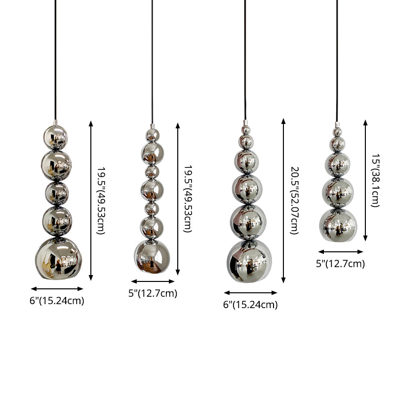 Zilveren ball hanger licht nieuwigheid postmodern 1-licht metalen suspensie-verlichtingsarmatuur