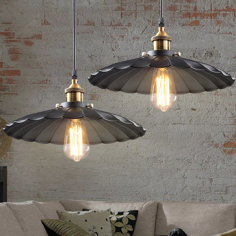 Zwart single hanger licht in industrieel retro -stijl smeedijzeren hangend licht voor coffeeshop