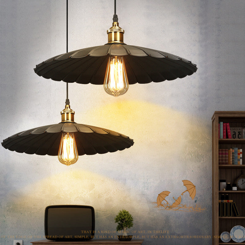 Zwart single hanger licht in industrieel retro -stijl smeedijzeren hangend licht voor coffeeshop