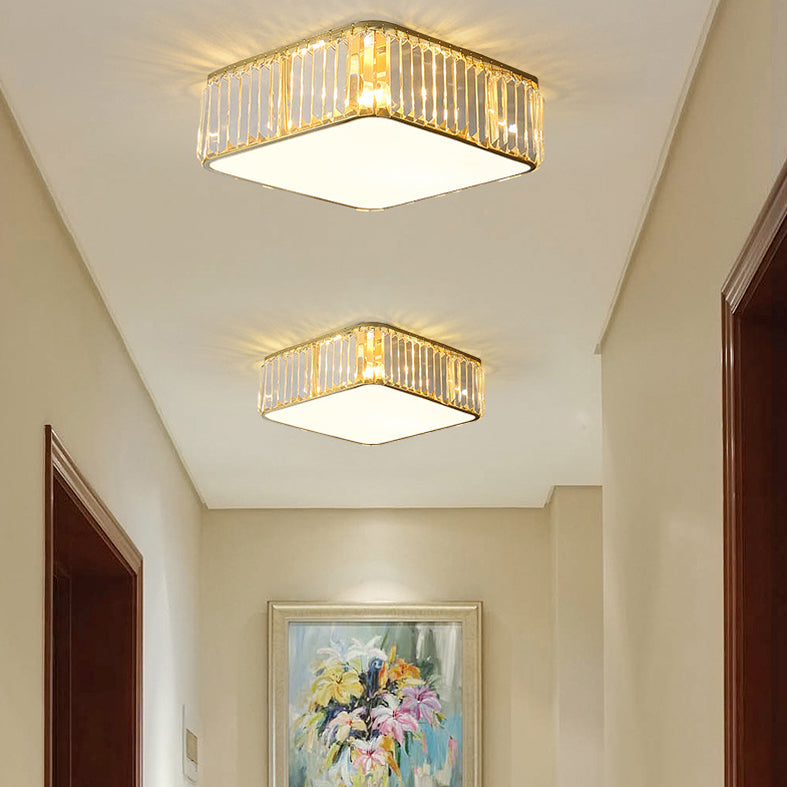 Plafonnier LED carré en cristal, plafonnier en fer forgé de Style concis et moderne pour le salon