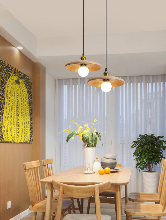 Minimalistischer Stil Anhänger Beleuchtungsbehandlung Kreis Anhänger Lichtkit mit Holzschatten