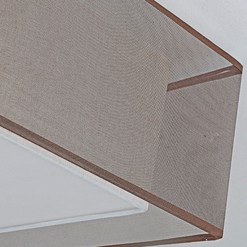 Brown Square Ceiling Light in Traditional Concise Style Wrought Iron Flush Mount with Fabrics Shade