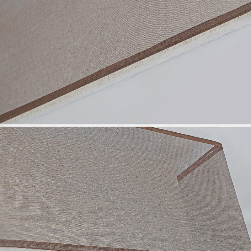 Brown Square Ceiling Light in Traditional Concise Style Wrought Iron Flush Mount with Fabrics Shade