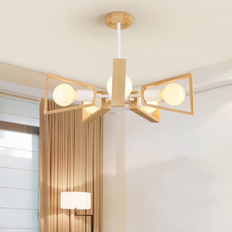 Sputnik Chandelier Light Fixture Nordic Style Wooden Chandelier Lighting Fixture