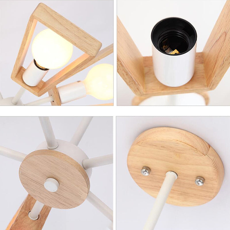 Sputnik Chandelier Light Fixture Nordic Style Wooden Chandelier Lighting Fixture