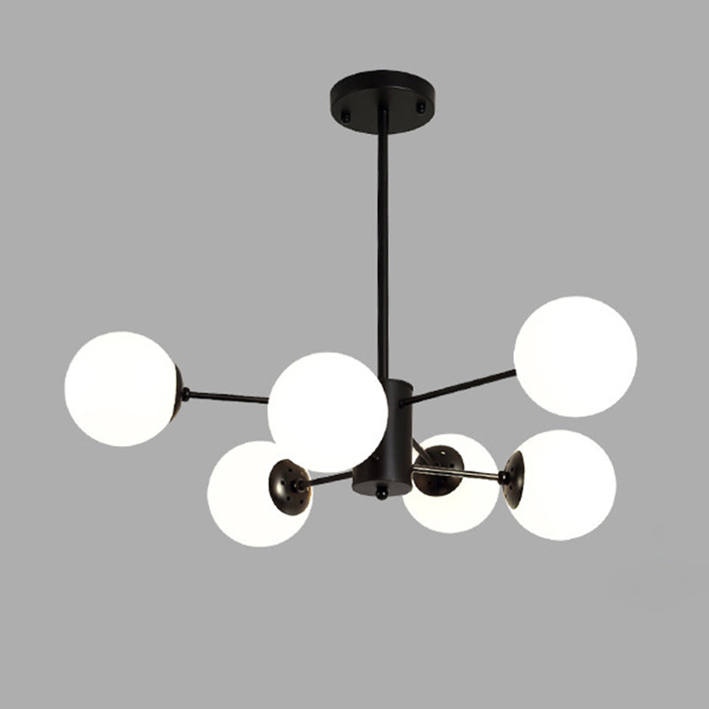 Modern Simplicity Round Ceiling Chandelier Milk Glass Hanging Light for Living Room