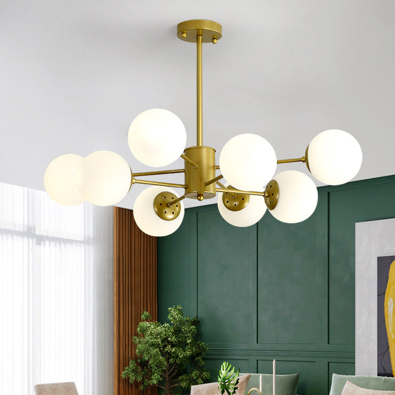 Modern Simplicity Round Ceiling Chandelier Milk Glass Hanging Light for Living Room