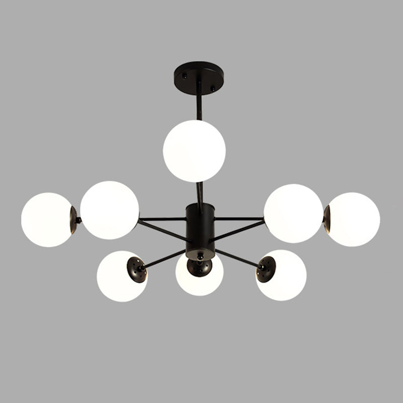 Modern Simplicity Round Ceiling Chandelier Milk Glass Hanging Light for Living Room