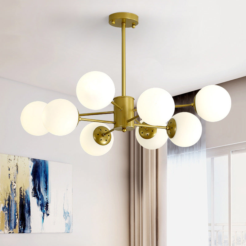 Modern Simplicity Round Ceiling Chandelier Milk Glass Hanging Light for Living Room