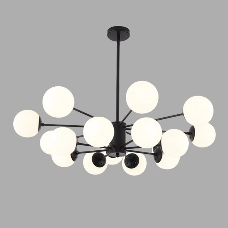 Modern Simplicity Round Ceiling Chandelier Milk Glass Hanging Light for Living Room